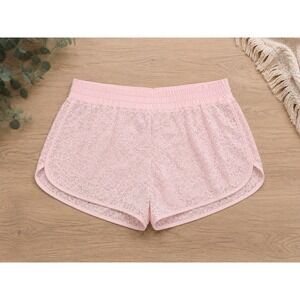 No Boundaries Pink Floral Lace Dolphin Shorts Elastic Waist Women XS 0-2